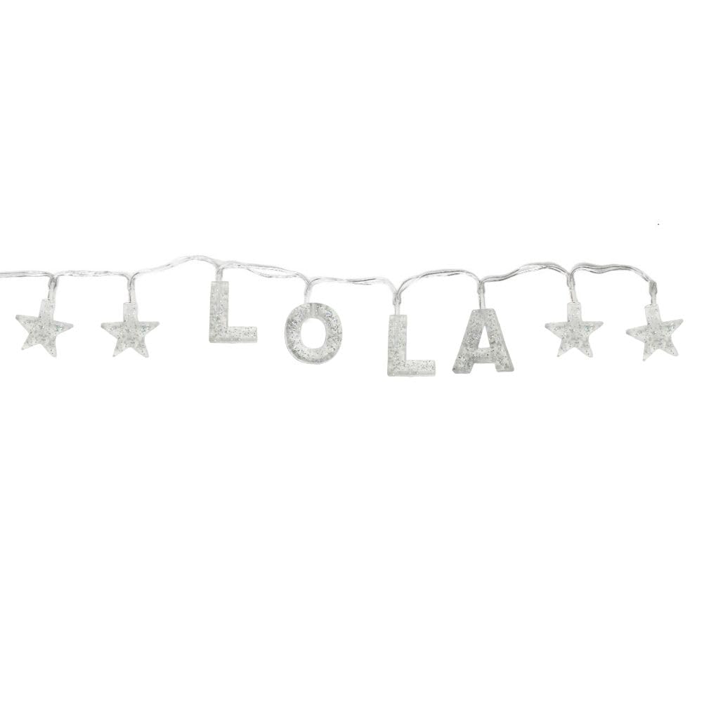 Mulberry Studios LOLA - Indoor Decorative LED String Lights Hanging Decorations Light Up Your Name in LED Clear Lights