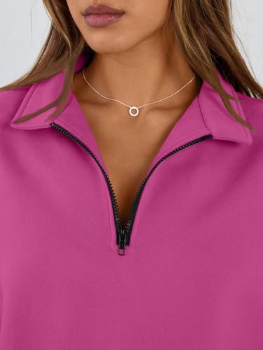 Image of Trendy Queen Women's Oversized Half Zip Fleece Sweatshirts-Cozy Pullover, Sweaters for Fall Winter