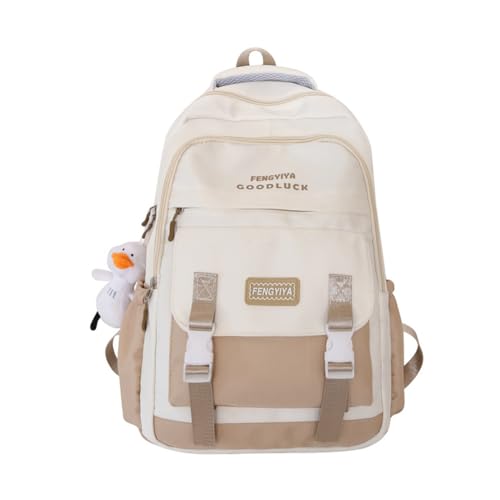 Backpack with Adjustable Shoulder Strap Bookbag for Students (Khaki)