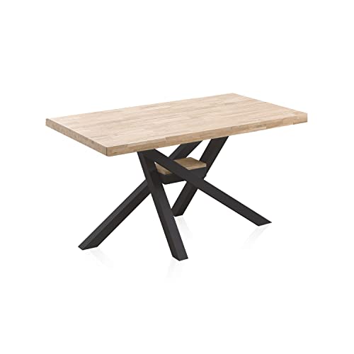 Xena, Mesa Fija De Comedor, Mesa Para Salon, Acabado En Roble Y Negro, Medidas: 140 Cm Largo X 80 Cm Ancho X 76 Cm Alto Xena, Mesa Fija De Comedor, Mesa Para Salon, Acabado En Roble Y Negro, Medidas: 140 Cm Largo X 80 Cm Ancho X 76 Cm Alto