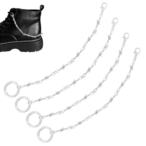 UNICRAFTALE 4 pièce Chaînes de Chaussures 26cm Métal Breloques Anneaux Ronds Punk Décoration Chaîne de Sandales Sangles de Bottes Chaînes pour Bricolage...