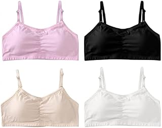 RONGbbppQ 6 Pack Teenage Bras,Girls Crop Tops Sports Training Bra Tops for Teenage Girls Kids Underwear Sports Bras for Kids Teenage Girls 10-15 Years Old