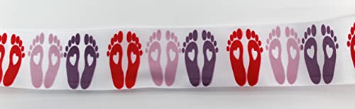 CaPiSo Baby Geschenkband Schleifenband Kleinkind Satinband Geburt Taufe Geburtstag Windeltorte (10m 40mm Mix Rosa-Rot)