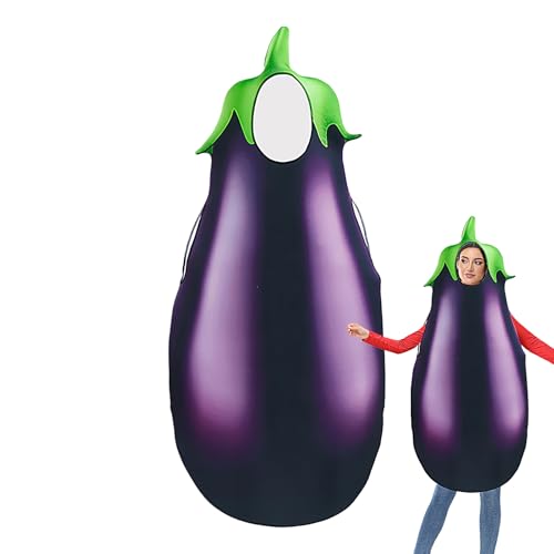 Costume d'Adulte en Aubergine,Déguisement d'Halloween Légume pour Adultes | Tenue Déguisée Accessoire de Farce Hilarante pour Événements Cosplay, Fêtes, Idée Cadeau pour Amis, Femmes, Hommes, Seniors