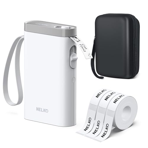Nelko Label Maker Machine with Tape, P21 Bluetooth Label Printer with 3 Tapes & Case, Wireless Mini Label Makers with Multiple Templates Icon Font Custom for School Office Home, White
