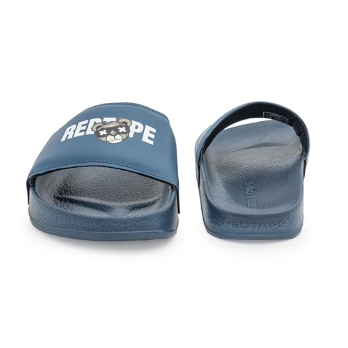 Image of Red Tape Womens Sliders in Slate Blue | Casual Pool Sliders | SLATE BLUE | 3 UK