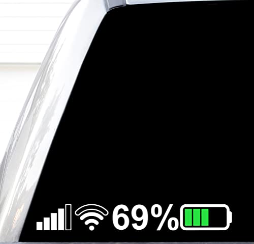 Data Signal Bars Wifi Symbol Phone Battery Life Decal, WiFi Battery Level Sticker, Funny Car Bumper Stickers, Baby On Board, Phone Case, Follow Jesus This Close, Electric Car Stickers, Wi-Fi Decal, 69%, HDMI Decal, Cellphone Data Decal (H 1.5 By L 11 Inches, White and Green)