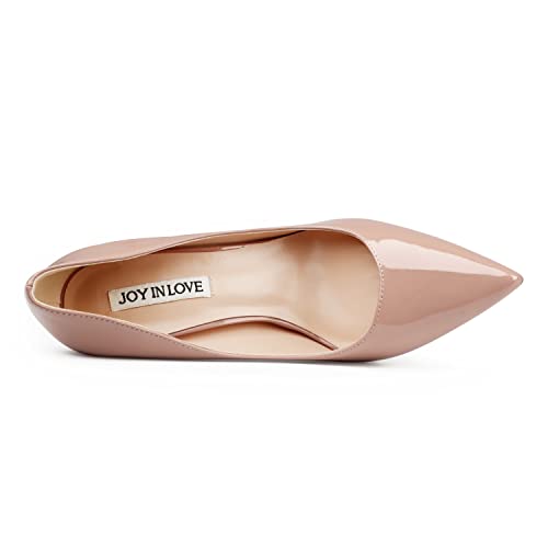 Joy In Love Women's Pumps Shoes Middle Heels Pointy Toe Dress Pump Stilettos Nude 6.5Us #TOP2