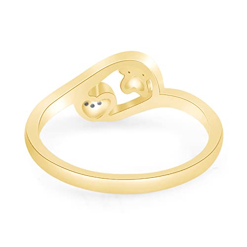 White Natural Diamond Accent Paw Print Heart Ring in 14k Gold Over Sterling Silver (I-J Color, 0.03 Cttw)3