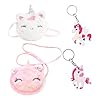 2pcs Rainbow Caballo Bandolera Bandolera, 2 Piezas Llavero Mochila Felpa Chica Monedero NiÃ±os Bolso Bandolera Linda Mochila Dibujos Animados Regalo Princesa, blanco, rosa, talla Ãºnica