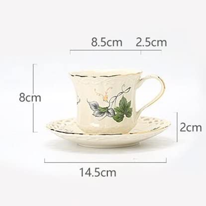 Zestaw kubków do kawy ze spodkami i łyżeczką – eleganckie filiżanki do herbaty latte i prezenty ślubne – słoik na cukier i czajniczek w zestawie – idealne do domu i na uroczystości