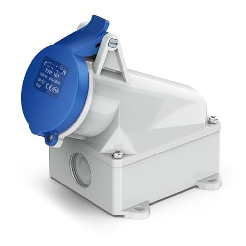 Prise de courant en saillie 32A 3P IP44 type aviation pour installation murale