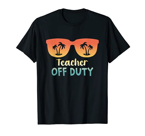 Teacher Off Duty Sunglasses Beach Sunset Maglietta
