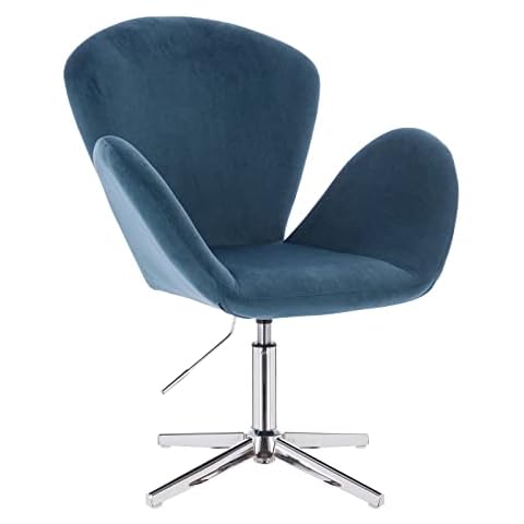 SVITA BROOX Drehstuhl mit Armlehnen höhenverstellbar Loungestuhl Cocktailsessel Samt Blau Cover