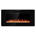 JAMFLY 36 Inch Wall Mounted and Recessed Electric Fireplace Insert, Ultra-Thin Lightweight LED Fireplace Heater, Adjustable Flame LED Colors, Remote Control, Touch Screen, Timer(Low Noise)