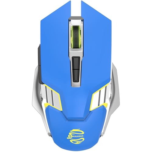 Image of Bluetooth Wireless Gaming Mouse, RGB Rechargeable USB Wireless Mouse, Quiet Click, LED Backlit, Ergonomic, with Side Button, DPI Adjustable Computer Mice for Laptop PC MacBook Chromebook - Blue