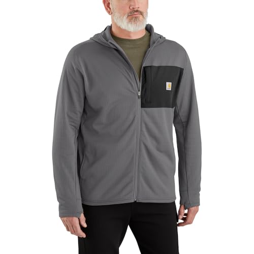 Carhartt Men's Force Relaxed Fit Full-Zip Long-Sleeve Hooded T-Shirt, Steel, 3X-Large - image 1