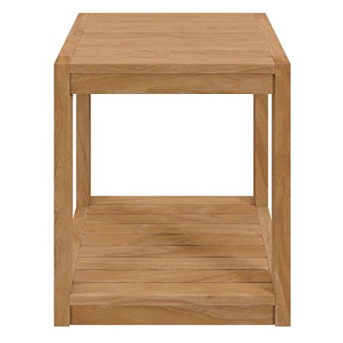 Modway Carlsbad Teak Wood Side Table, Natural #TOP1