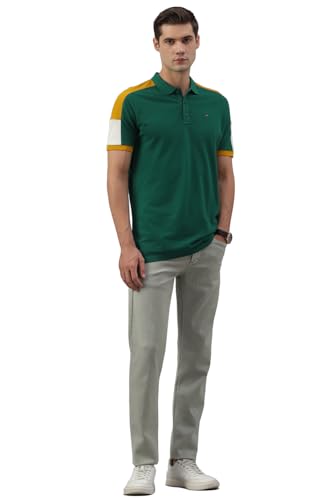 Image of Louis Philippe Men's Slim Fit Textured 100% Cotton Polo T-Shirt
