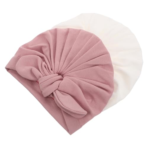 BESPORTBLE 2Pcs Turban Hats for Newborns Soft Cotton Bows Unisex Caps for Boys Warm Gentle Skin for Showers Daily Wear