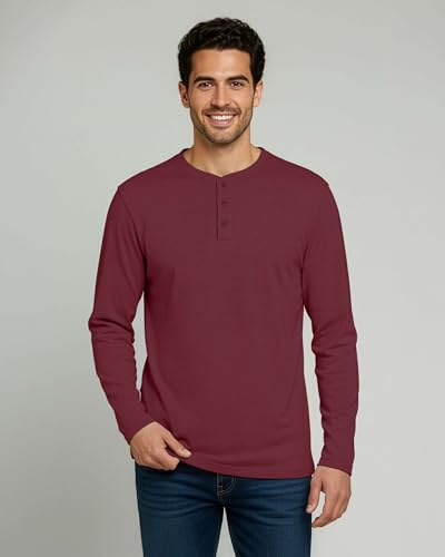 Image of Real Essentials 3 Pack: Mens Casual Long & Short Sleeve Cotton Henley Lightweight Button T-Shirt, Long Sleeve - Set