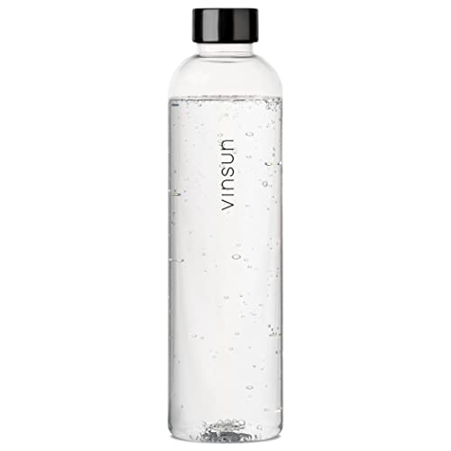 Vinsun Trinkflasche 1L transparent - wiederverwendbar, Kohlensäure geeignet, BPA frei, Tritan - Leichte Wasser Flasche für Sport, Outdoor, Schule, Uni, Fahrrad, Büro, Gym