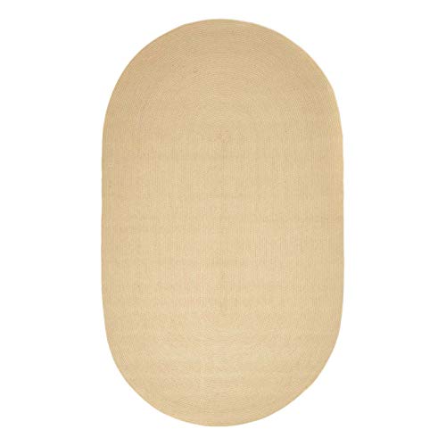 HOMESCAPES Linen Handmade Braided Oval Rug For Bedroom & Living Room Reversible Woven Cotton Small Rug, 60 x 90 cm - Image 2