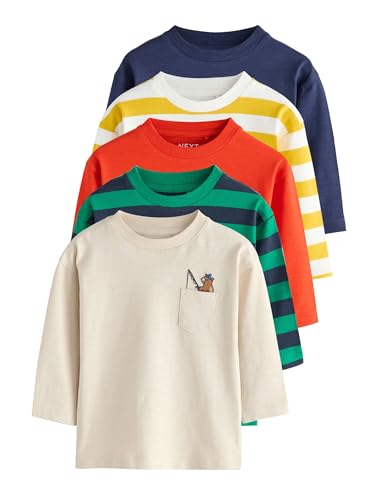 NEXT Jungen Langarm-Shirts 5er-Pack Multi Bright Animals 98-104