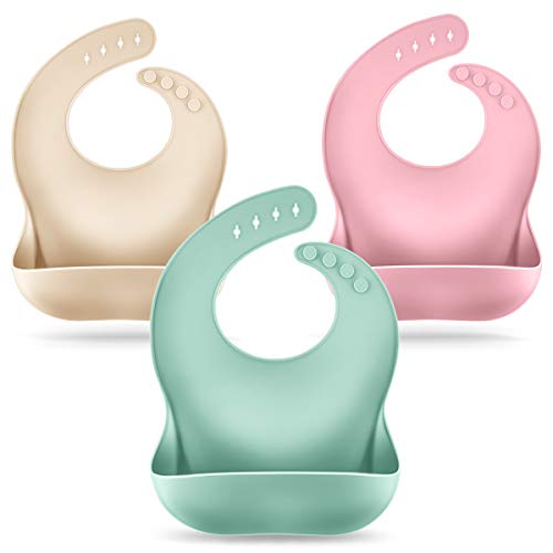 Image of Silicone Bibs for Babies &Toddler, Waterproof PBA-Free Easy Clean Feeding Bibs (6-72months)