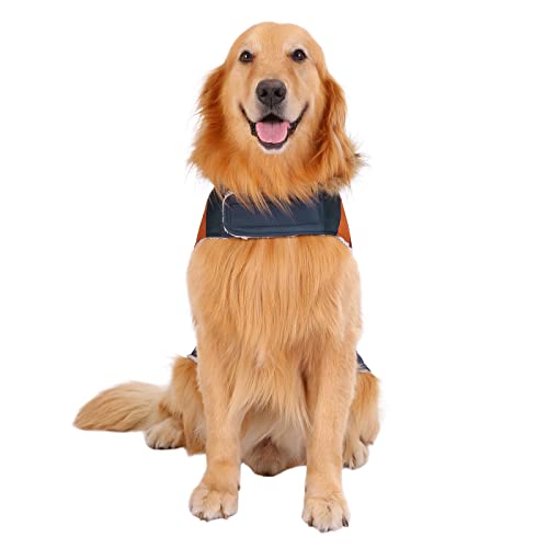 Hde Dog Puffer Jacket Fleece Lined Warm Dog Parka Winter Coat With Harness Hole Navy Retro Stripe - Xl #TOP1