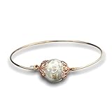 MadamLili - Rosegold Armreif Echte Pusteblumen - Rose Vergoldet - Handgefertigt - Durchmesser 6,5cm - Löwenzahn Naturschmuck Armband - Exklusive Schmuckbox