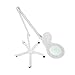 Neatfi (New Model) Bifocals 1,200 Lumens LED Magnifying Floor Lamp with Rolling Base, 5 Diopter with 20 Diopter, Dimmable, Adjustable Arm (5 Inches, White)