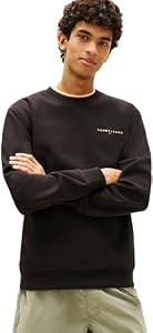 Tommy Jeans TJM Reg Linear Crew Ext Dm0Dm20249 Pull en Molleton pour Homme, Orange (Black/Faded Sun Kiss), M