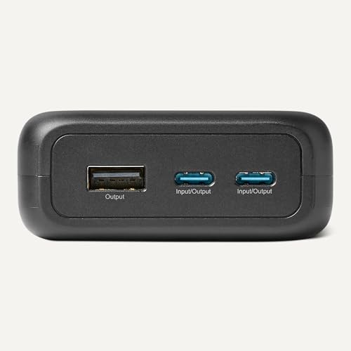 Image of Amazon Basics High-Capacity Portable Charger Power Bank with 3-Port Output, 20,000 mAh, Black
