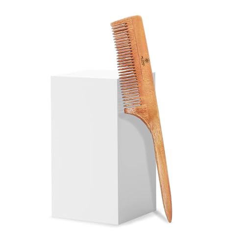 WE HERBAL Neem Wooden Comb for Hair Growth, Anti Hairfall & Dandruff Control, Frizz & Tangle Free, Natural Wooden Tail Comb for Hair Growth & Scalp Health, Eco‑Friendly Detangling Comb for Men & Women