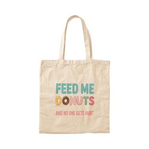 Bolsa de Lona Algodón Bolsa de lona plegable para viajes con diseño de donuts, ideal para quienes se dedican a la dieta de las donas y para amantes de los dulces.