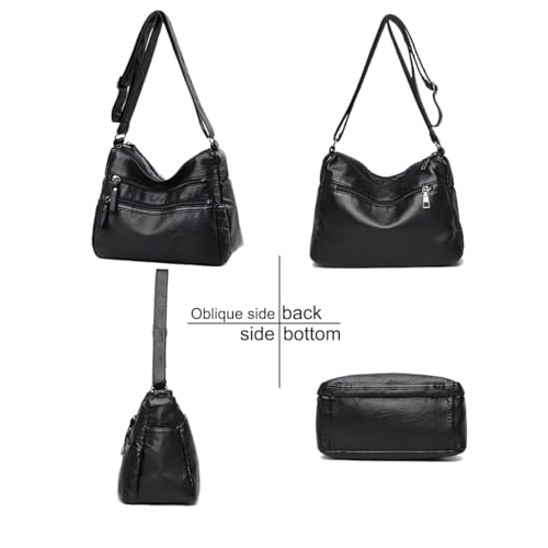 Crossbody Bags for Women - Soft Leather Multi-pocket Purses Shoulder Handbags with Adjustable Shoulder Strap2