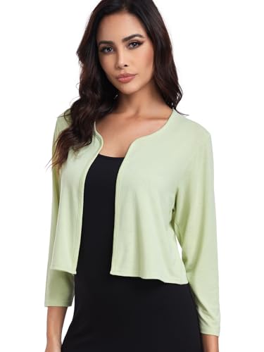 Womens Cropped Cardigans Lightweight 3/4 Sleeve Knit Bolero Shrugs Sweater Tops2