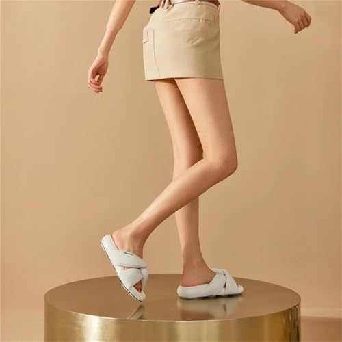 Women's Genuine Leather Cloud Slippers - Solid Color Summer Comfort Flats3