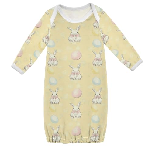 vvfelixl Baby Sleeper Gown for Newborn Boy Girls Easter Bunny with Bow Infant Nightgown for 0-3 Months Multicolor