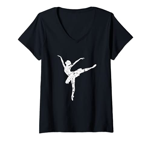 Femme Ballet Danse Fille Danseuse Ballerine Drôle Danse T-Shirt avec Col en V