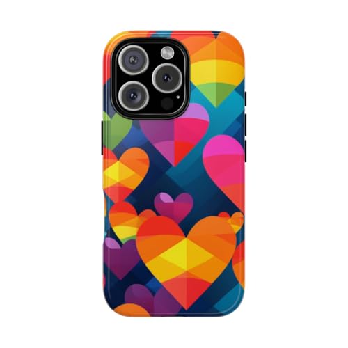 Coque iPhone 16 Pro brillante rigide aux finitions soignées et motif cœurs modernes