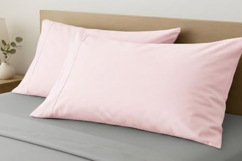 Image of Comfort Beddings 100% Organic Cotton Pack of 2 Youth Pillowcases 16x22 Soft Peach Pillow Cases with Envelope Closure, Crisp Percale Weave, Soft & Cooling Pillow Covers (Size-16x22, Soft Peach)