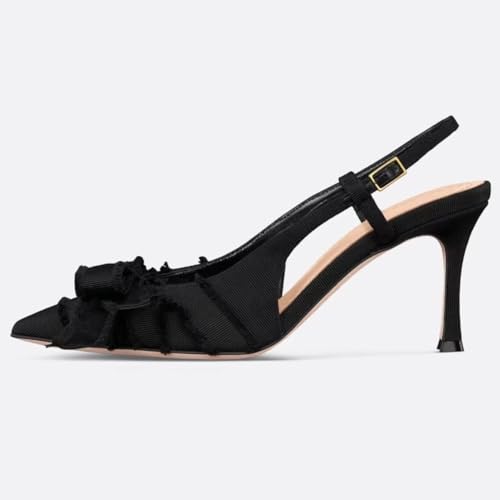 Bow Slingback Heels for Women Closed Toe Elegant 3.5 in Kitten Heels Pumps Heeled Sandals Stiletto Women's Pumps Pointed Toe Dress Shoes4