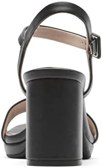 Rockport Women's Tabitha Two-Strap Heeled Sandal, Black Leather, 7 Wide | Image 4