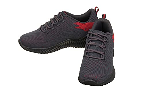 Image of CALTO Men's Invisible Height Increasing Elevator Shoes - Grey /Red Ultra Lightweight Sporty Sneakers - 2.8 Inches Taller - Q218 - Size 13 D(M) US