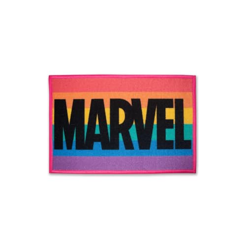 Image of Athom Living Premium Anti Slip Printed Kids Bathmat, Durable Nylon Fabric, Soft Texture, Easy to Clean, Stylish Home Decor Mat for Doorway & Kids Room, 37x57 cm, Multicolor (Marvel-Rainbow Colour)