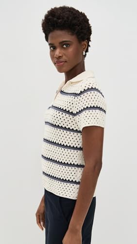 Vince Women's Macrame Stripe Henley Tee4
