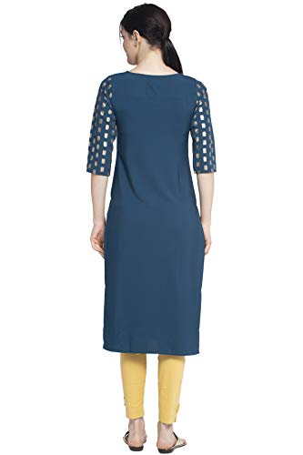 Image of Women's Crepe Skinny Kurta (ABC4039 Turquoise XXL)