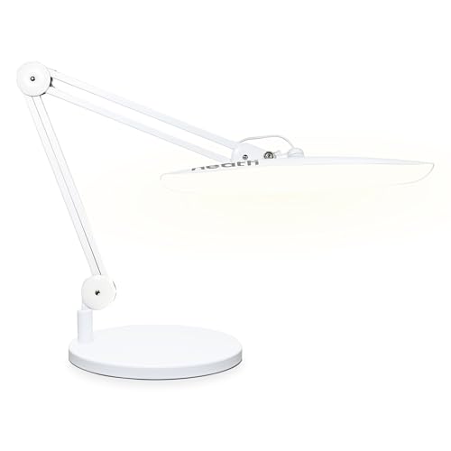Image of Neatfi XL 2200 Lumens 20W LED Desk Lamp with Clamp - Adjustable Color Temperature | 4-Level Dimmable Light | Home Office, Crafts & Workbench | 20-Inch Wide Head (White, CCT with Base)